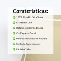 Par Cojines Decorativos con Puntilla Marrón Claro
