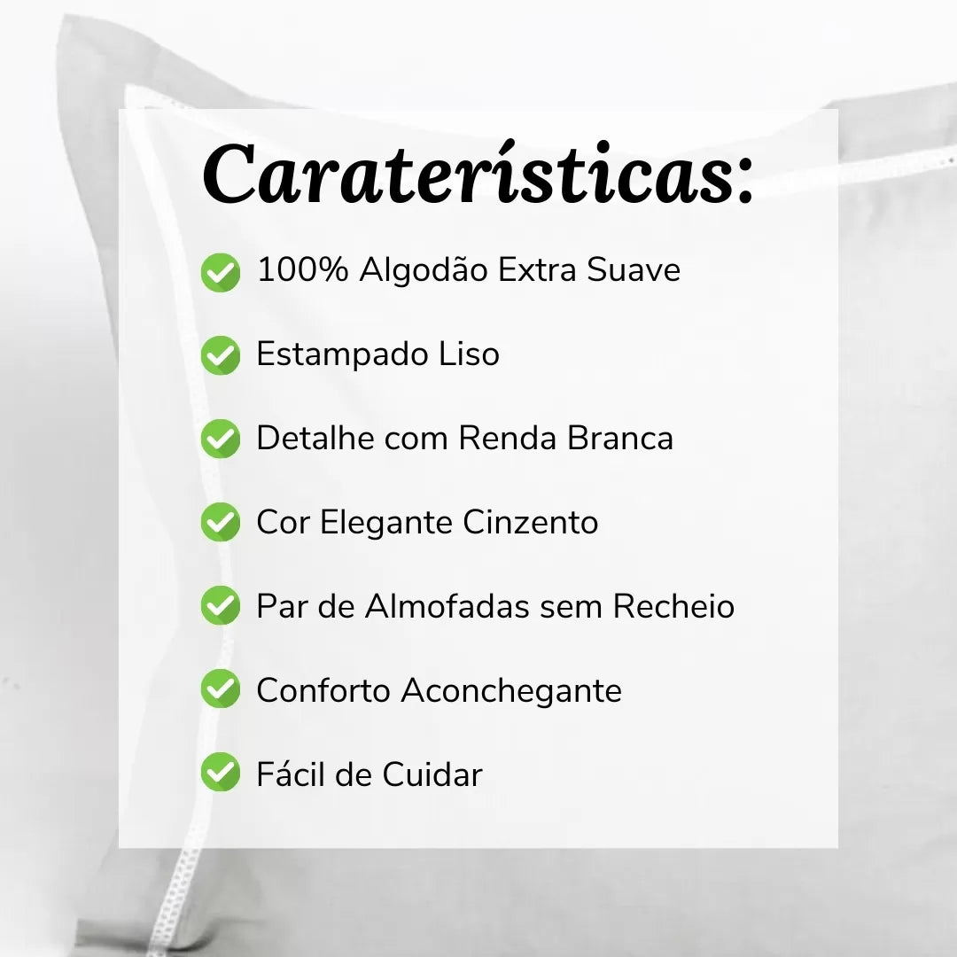Almofada Decorativa com Renda Cinzento