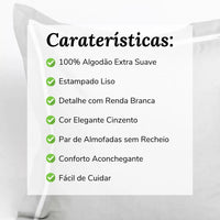 Almofada Decorativa com Renda Cinzento