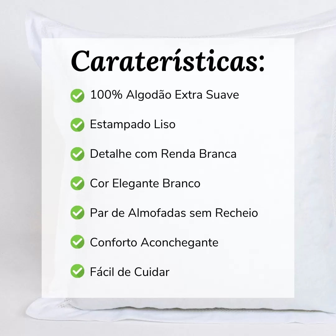 Par Cojines Decorativos con Puntilla Blanco
