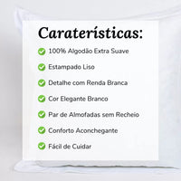 Par Cojines Decorativos con Puntilla Blanco