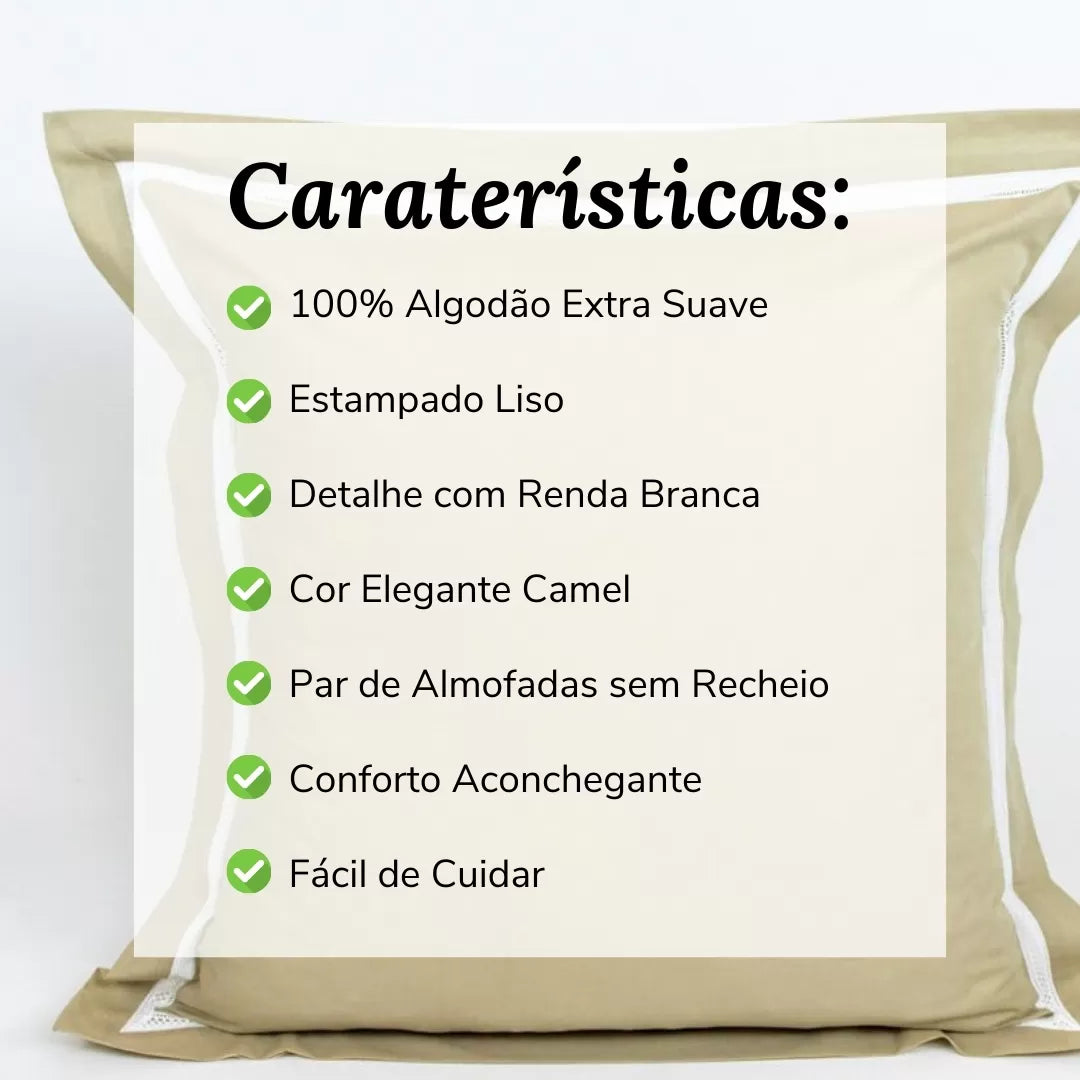 Almofada Decorativa com Renda Camel