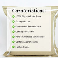 Almofada Decorativa com Renda Camel