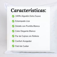 Par Cojines Decorativos con Puntilla Blanco
