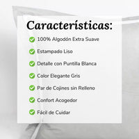 Par Cojines Decorativos con Puntilla Gris