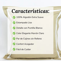 Par Cojines Decorativos con Puntilla Marrón Claro