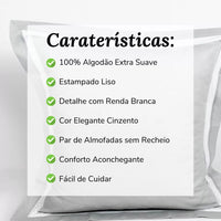 Almofada Decorativa com Renda Cinzento