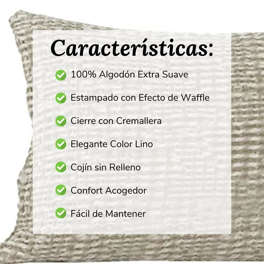 Cojín Decorativo Efecto Waffle Lino