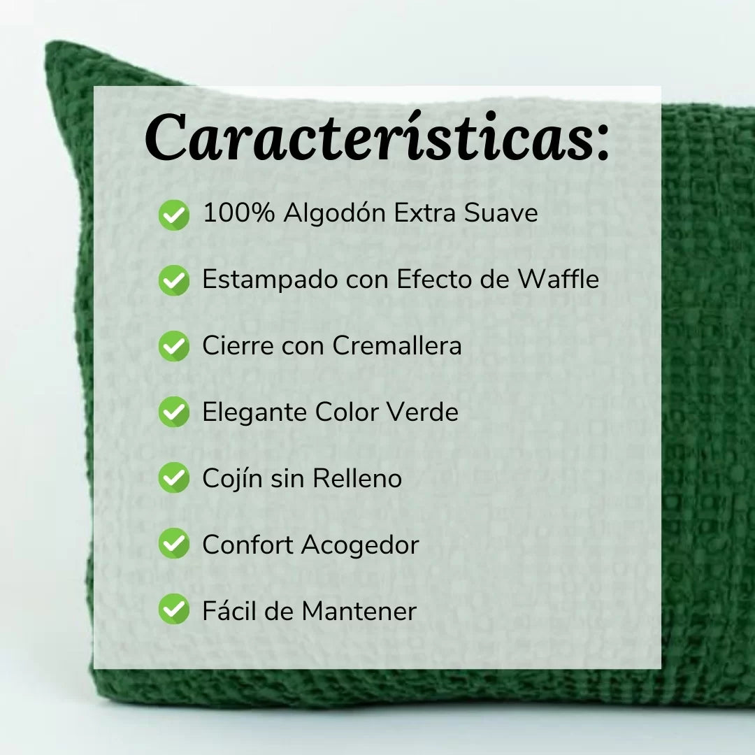 Cojín Decorativo Efecto Waffle Verde Oscuro