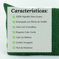 Cojín Decorativo Efecto Waffle Verde Oscuro