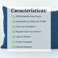 Cojín Decorativo Efecto Waffle Azul Marino