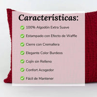 Cojín Decorativo Efecto Waffle Burdeos