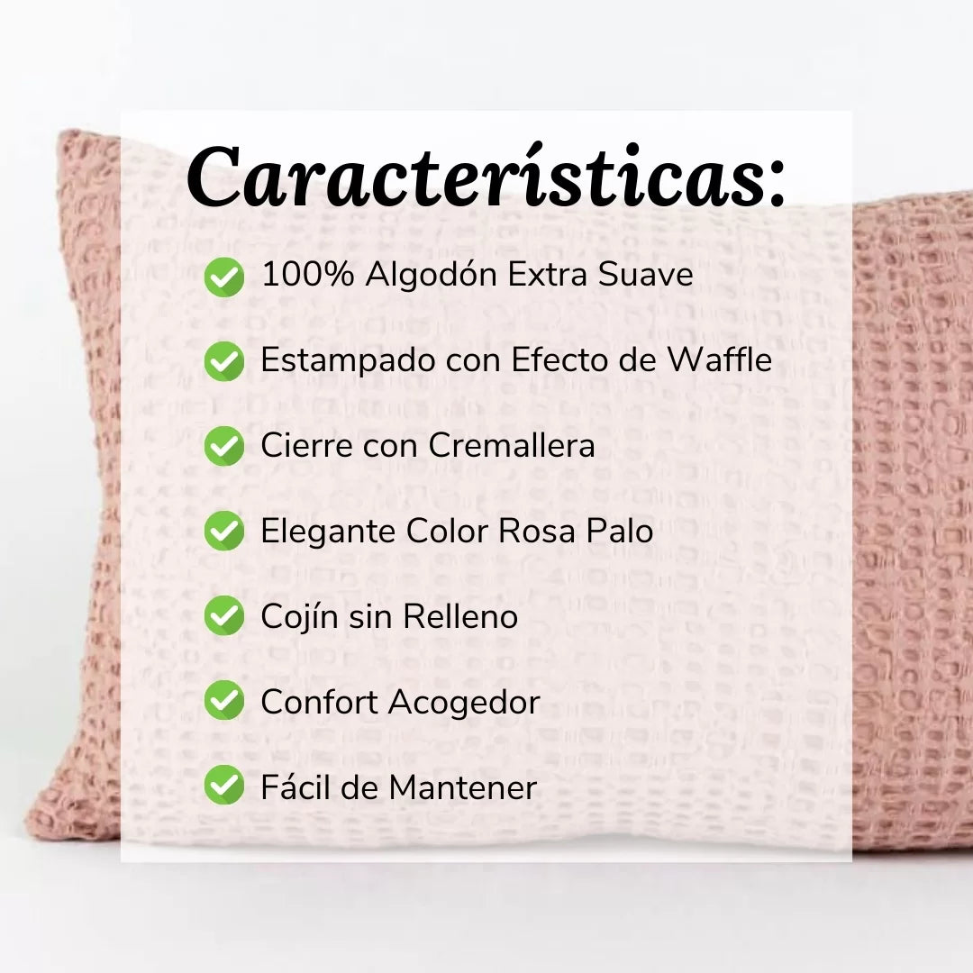 Cojín Decorativo Efecto Waffle Rosa Palo
