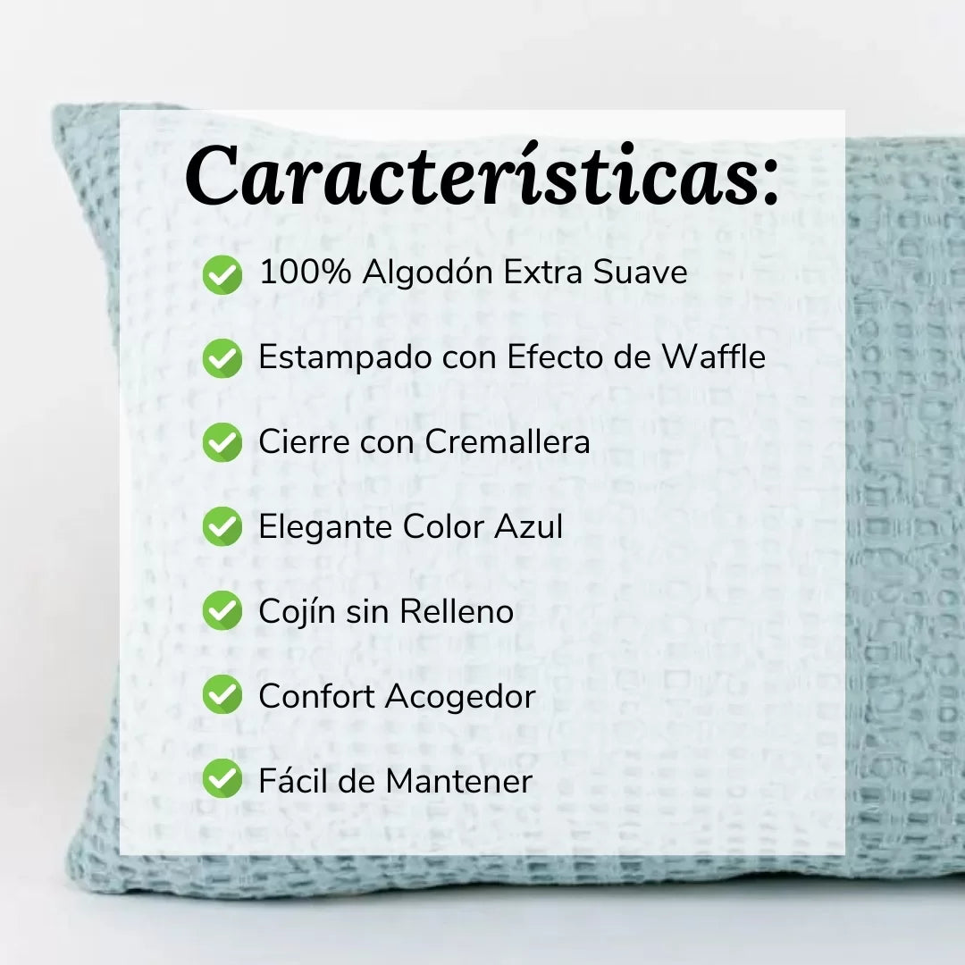 Cojín Decorativo Efecto Waffle Azul
