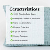 Cojín Decorativo Efecto Waffle Azul