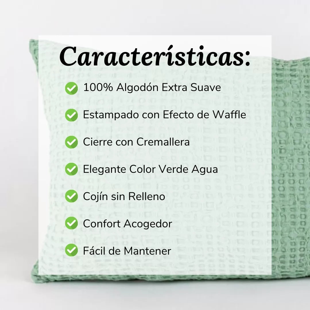 Cojín Decorativo Efecto Waffle Verde Agua