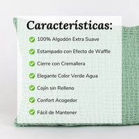 Cojín Decorativo Efecto Waffle Verde Agua