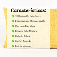 Cojín Decorativo Efecto Waffle Mostaza