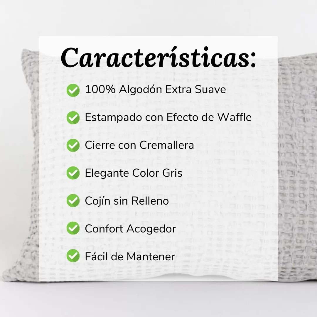Cojín Decorativo Efecto Waffle Gris