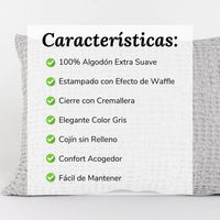Cojín Decorativo Efecto Waffle Gris