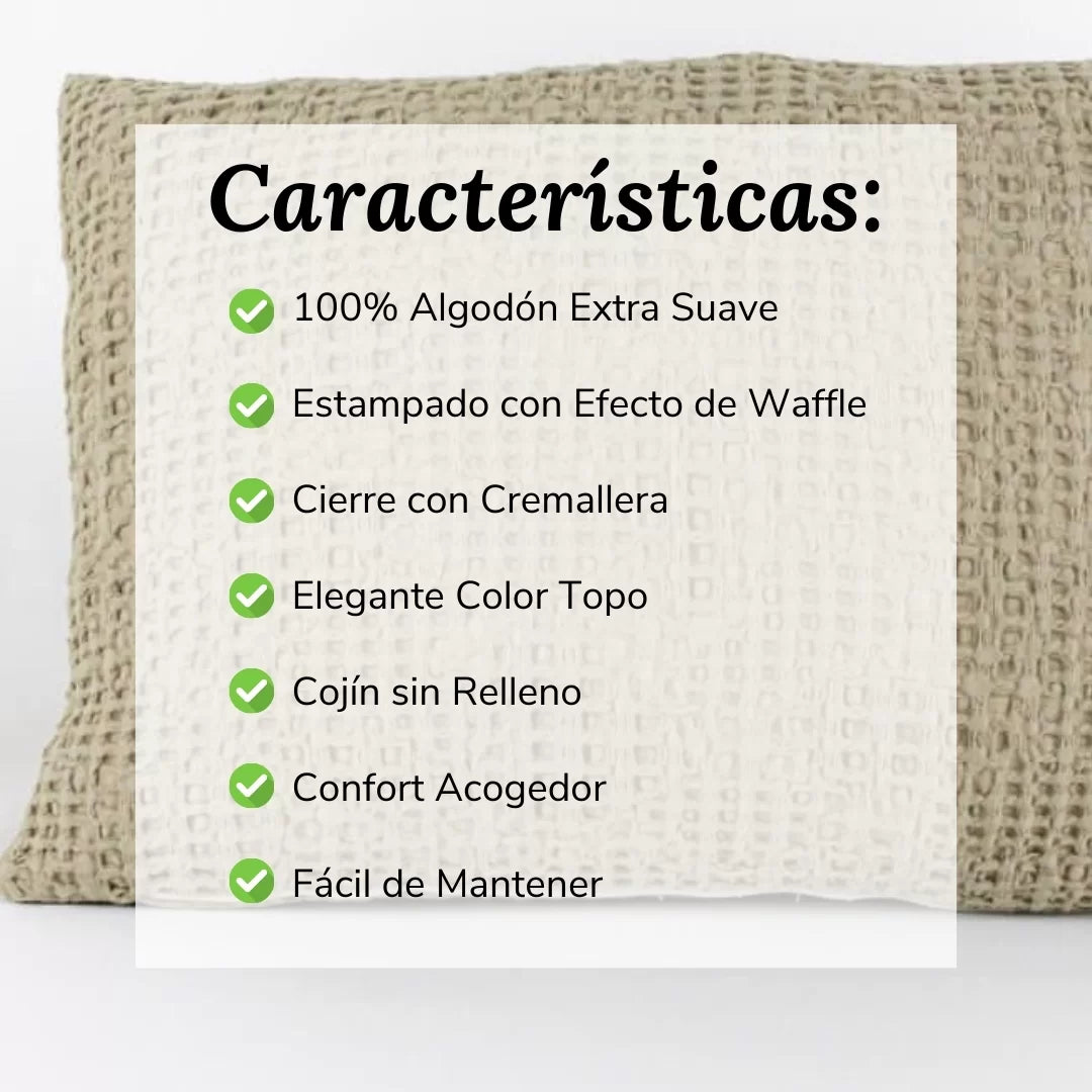 Cojín Decorativo Efecto Waffle Topo