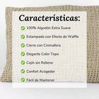 Cojín Decorativo Efecto Waffle Topo