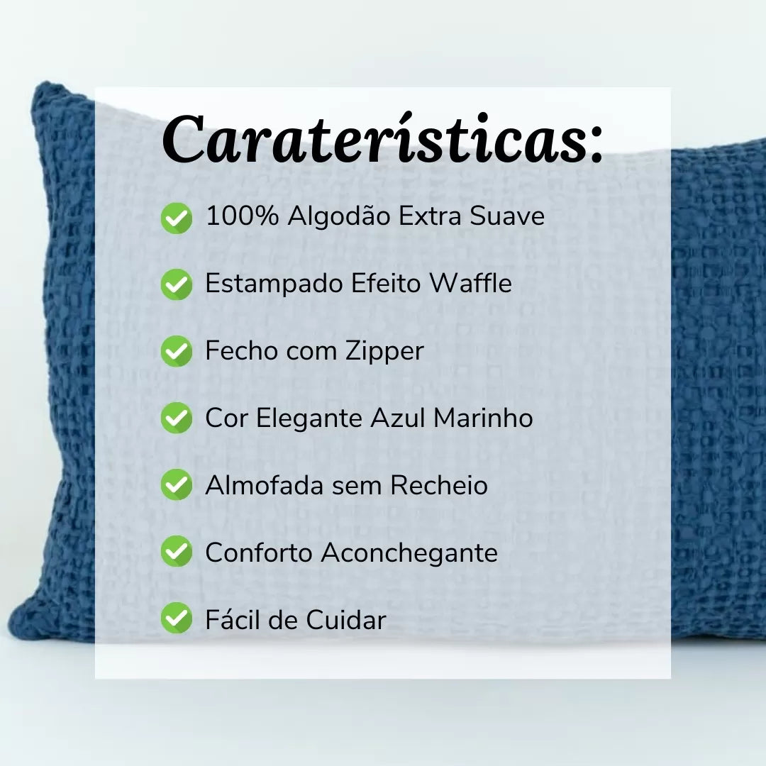 Almofada Decorativa Efeito Waffle Azul Marinho