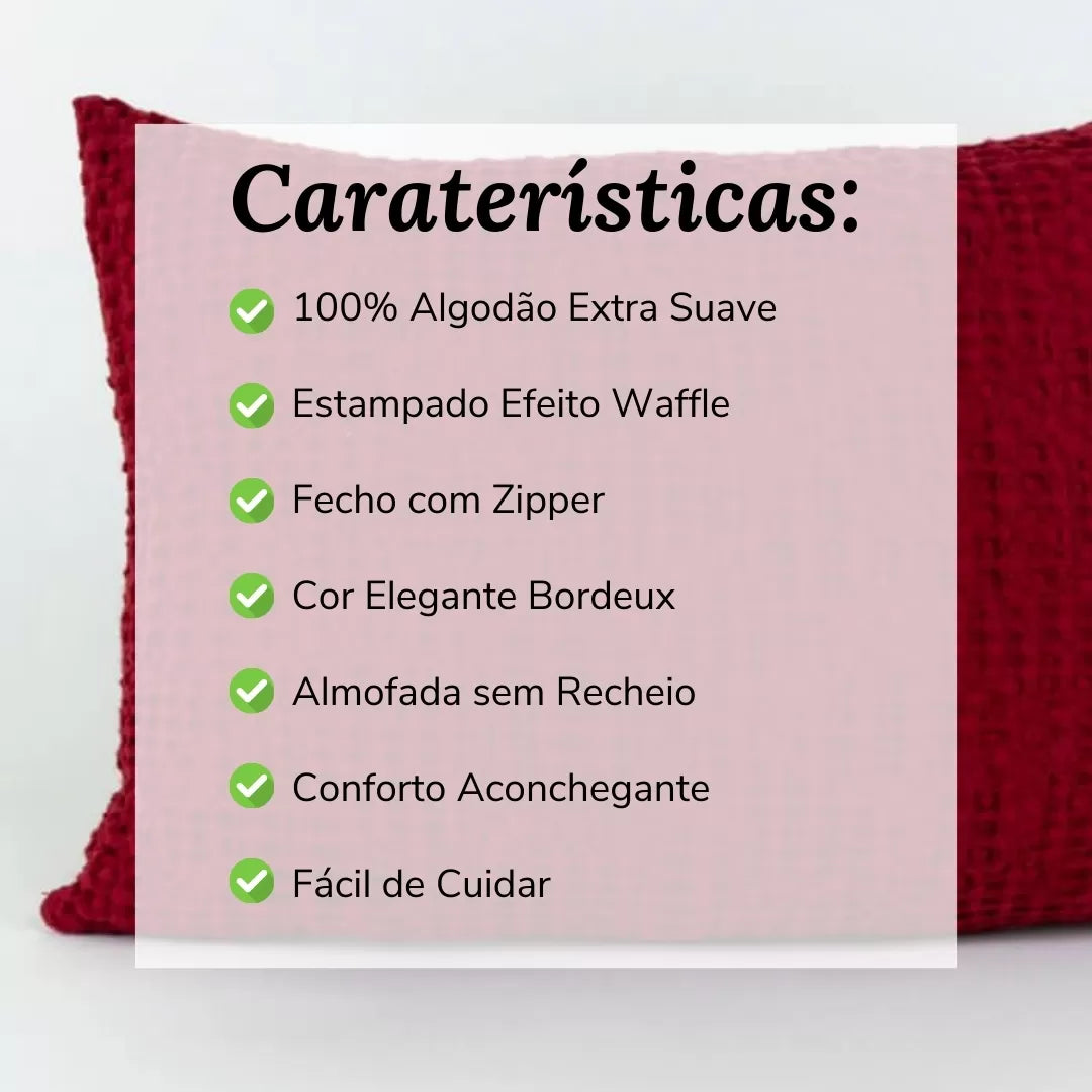 Almofada Decorativa Efeito Waffle Bordeux