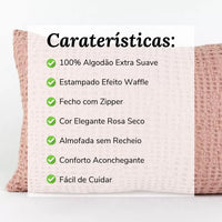 Almofada Decorativa Efeito Waffle Rosa Seco