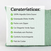 Almofada Decorativa Efeito Waffle Verde Água