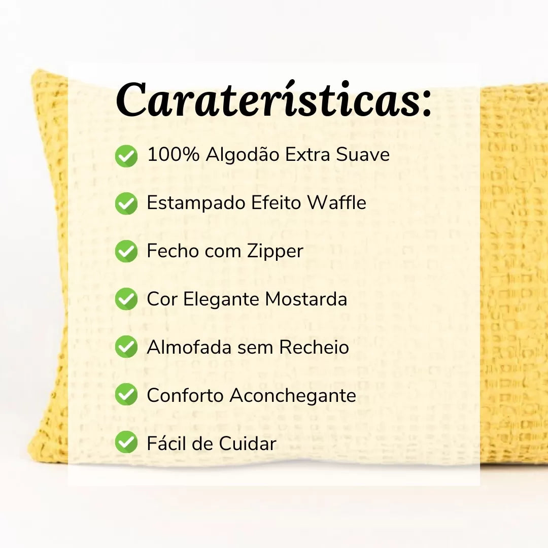 Almofada Decorativa Efeito Waffle Mostarda