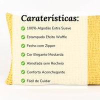 Almofada Decorativa Efeito Waffle Mostarda