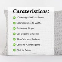 Almofada Decorativa Efeito Waffle Cinzento