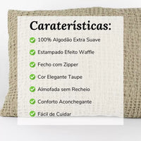 Almofada Decorativa Efeito Waffle Taupe