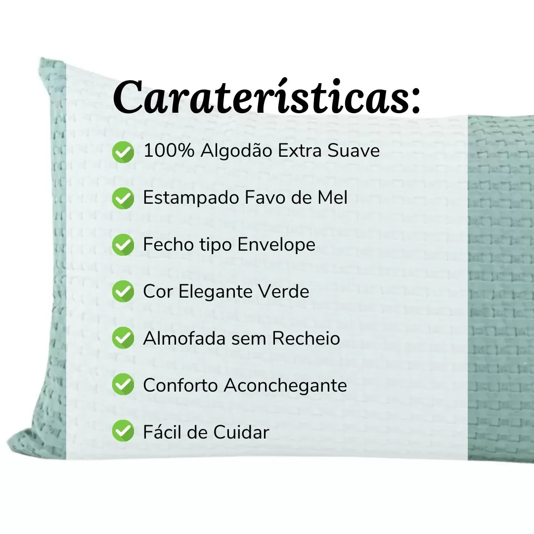 Cojín de Colcha Nido de Abeja Verde Agua
