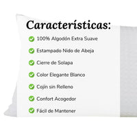 Cojín de Colcha Nido de Abeja Blanco
