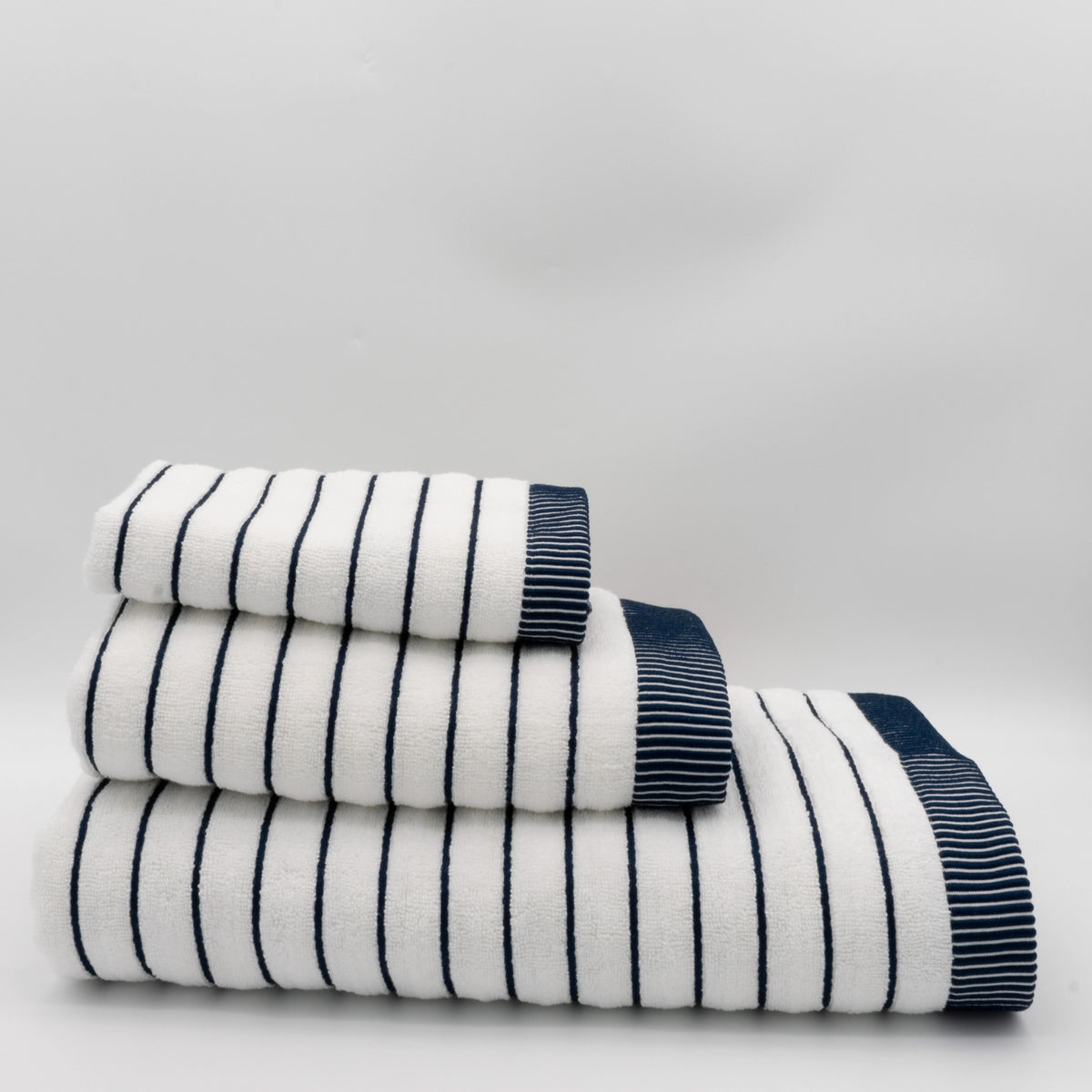 (3 Piezas) Toallas de Rayas Blanco y Azul