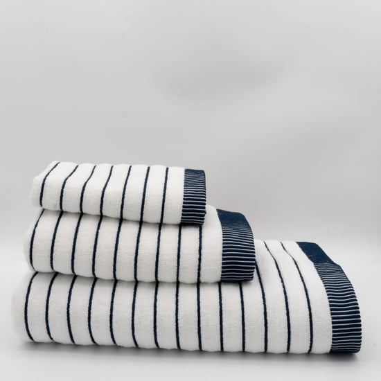 (3 Piezas) Toallas de Rayas Blanco y Azul