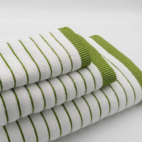 (3 Peças) Toalhas de Riscas Branco e Verde