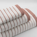 (3 Piezas) Toallas Rayas Blanco y Rosa