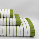 (3 Peças) Toalhas de Riscas Branco e Verde