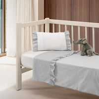 Sábanas Cuna Vichy con Volante Gris