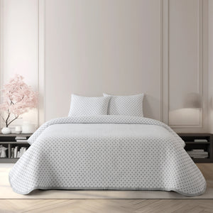 Colcha Lunares Gris Reversible - Cama 90 cm (Colcha 180 x 270 cm)