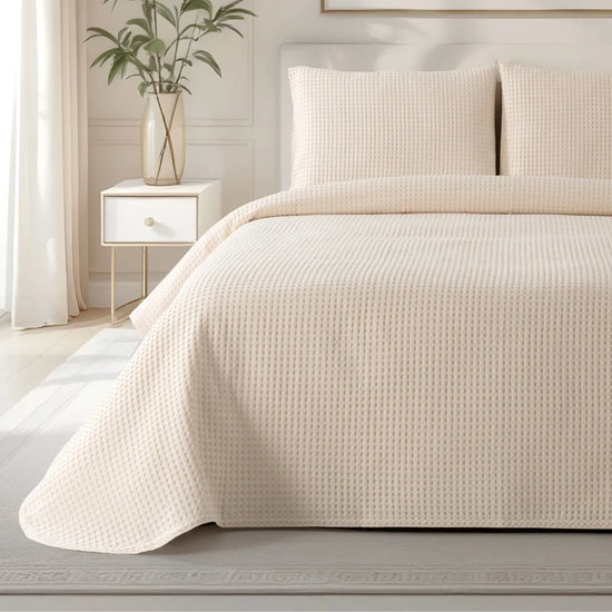 Colcha Nido de Abeja Beige