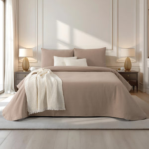 Colcha Alexia con Puntos Marrón Claro - Cama 90 cm (Colcha 180 x 270 cm)