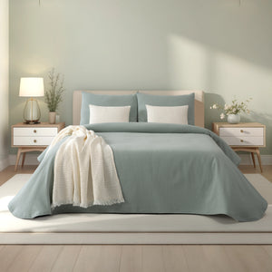 Colcha Alexia con Puntos Verde - Cama 90 cm (Colcha 180 x 270 cm)