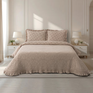 Colcha Alice Marrón Claro - Cama de 90 cm (colcha de 180 x 260 cm)