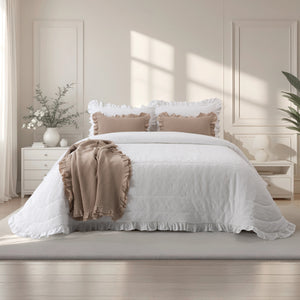 Edredón Valentina Blanco - Cama 140 cm (Edredón 240 x 260 cm | 2 Almohadas 50 x 70 cm)