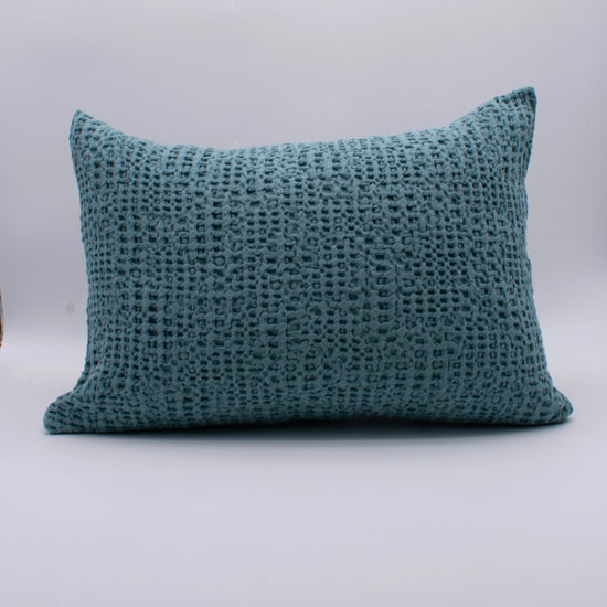 Cojín Decorativa Efecto Waffle Azul Petróleo 35x50 cm - Tana