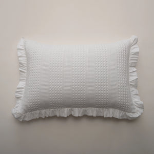 Cojín de Algodón Stonewashed Blanco con Volante – Celeste
